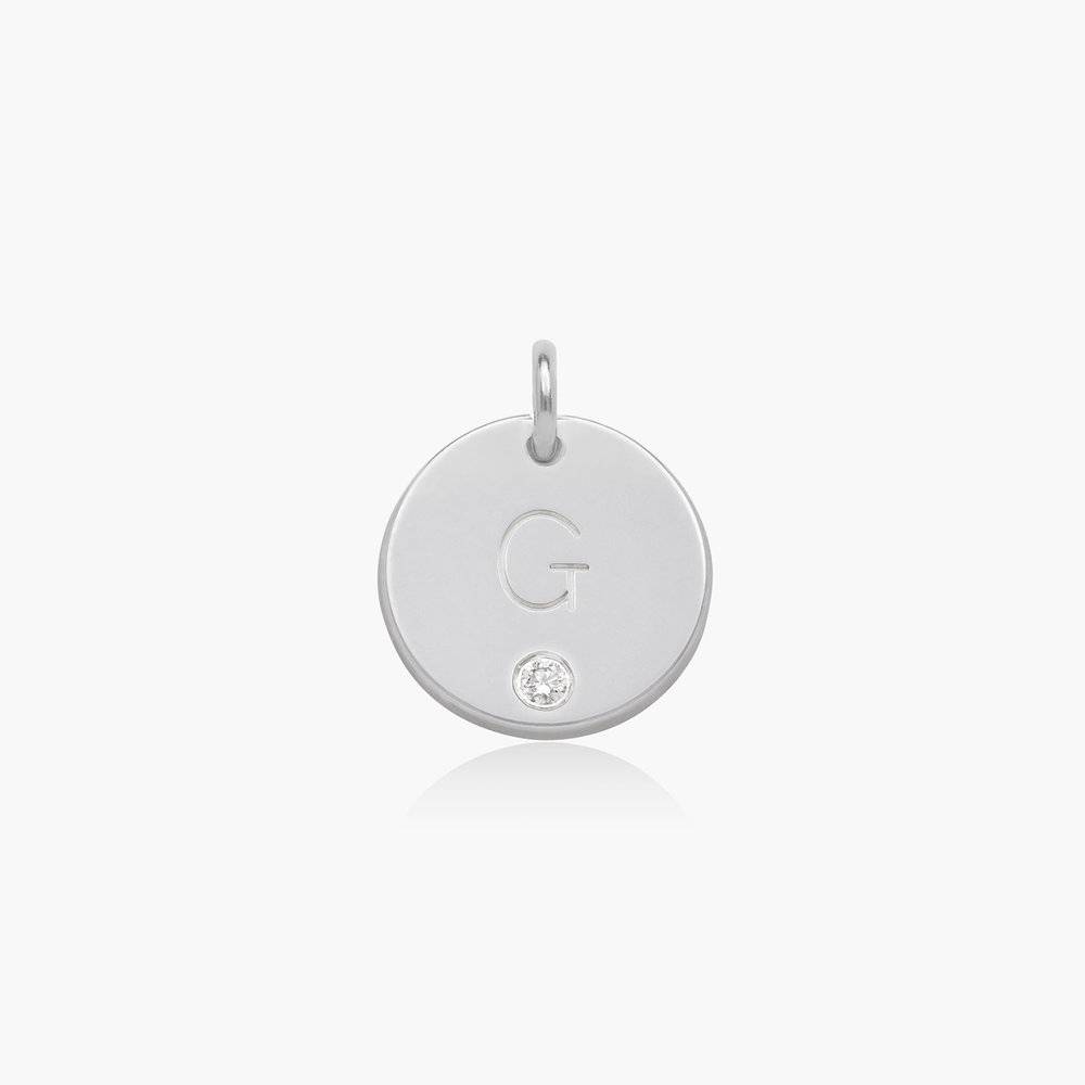 Willow Disc Initial Charm With Diamond - Sterling Silver