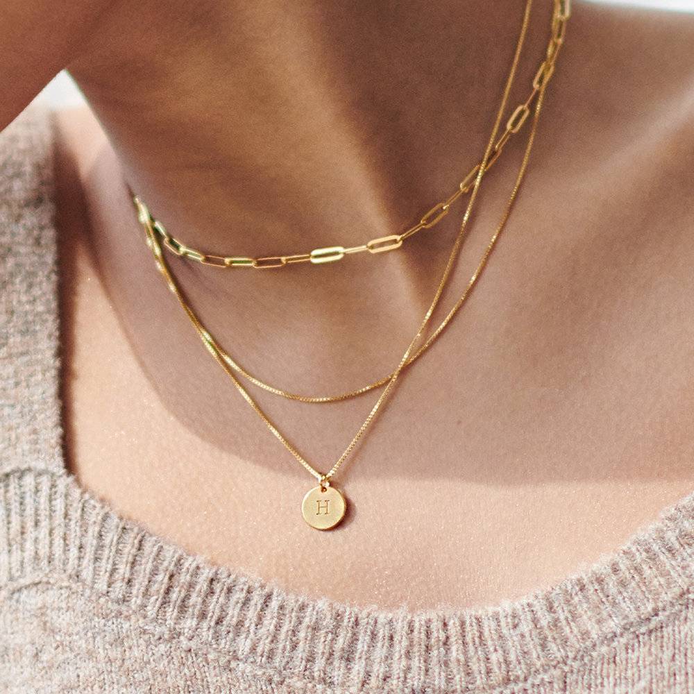Willow Disc Initial Necklace - Gold Vermeil-5 product photo
