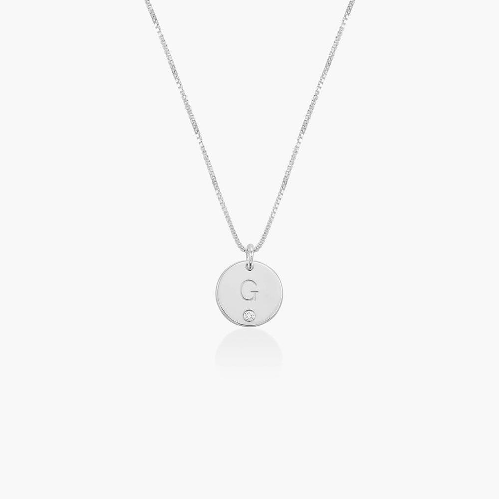 Willow Disc Initial Necklace with Diamond - Sterling Silver product photo