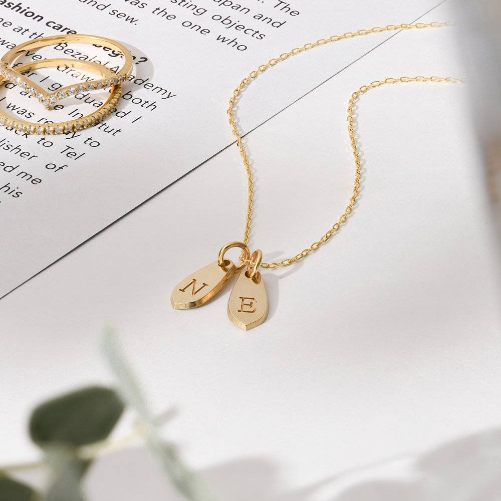 Willow Drop Initial Charm- 14k Solid Gold-2 product photo