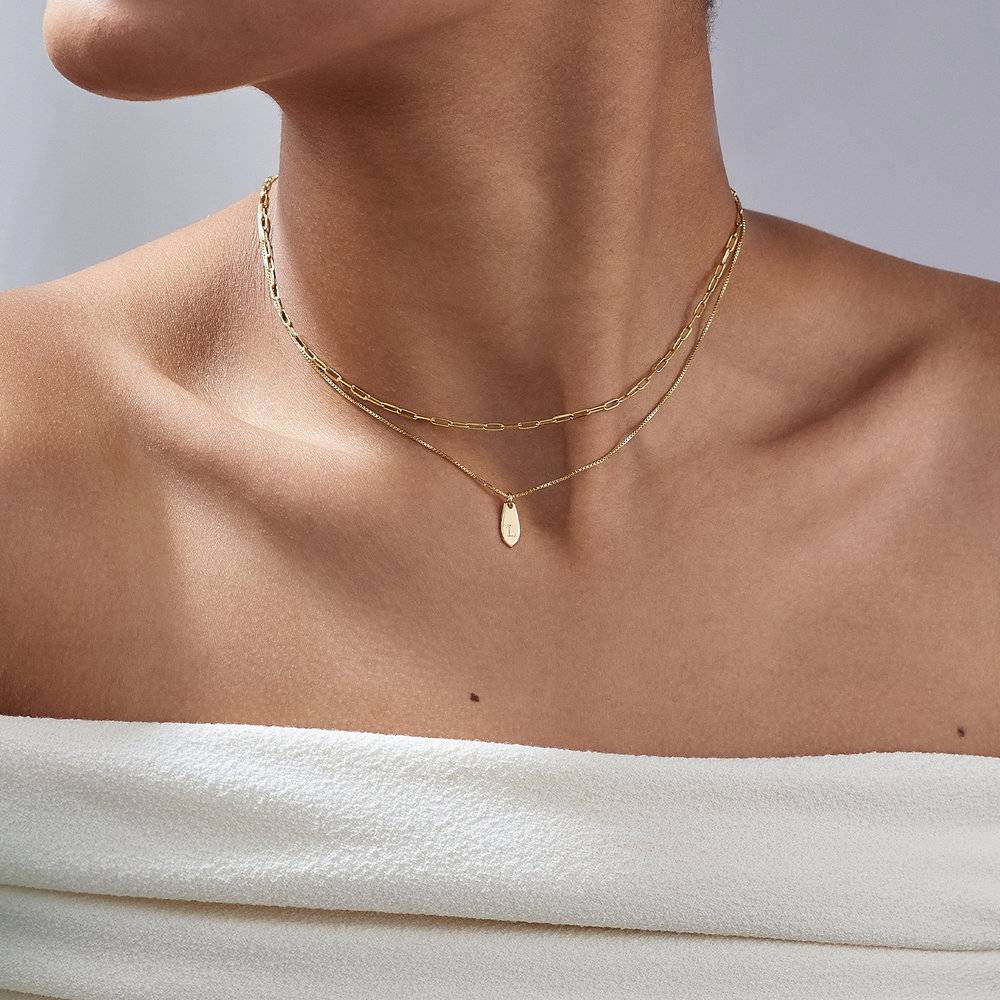 Willow Drop Initial Necklace - 14K Solid Gold-4 product photo