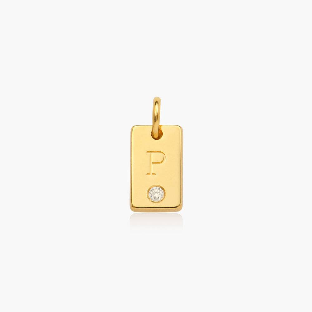 Willow Tag Initial Charm With Diamond - Gold Plated-2 photo du produit