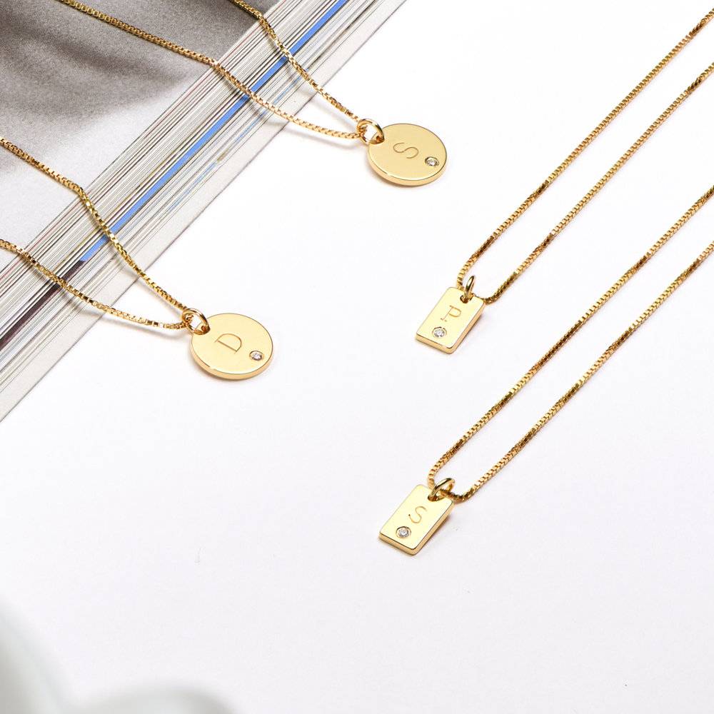 Willow Tag Initial Charm With Diamond - Gold Plated-4 photo du produit