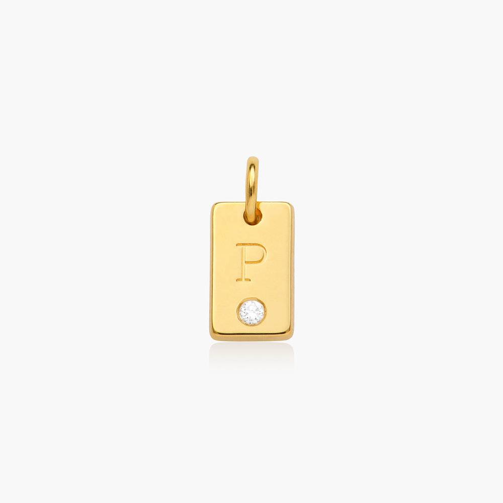 Willow Tag Initial Charm With Diamond - Gold Vermeil product photo