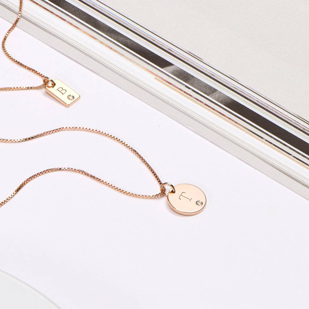 Willow Tag Initial Charm With Diamond - Rose Gold Plated-2 photo du produit