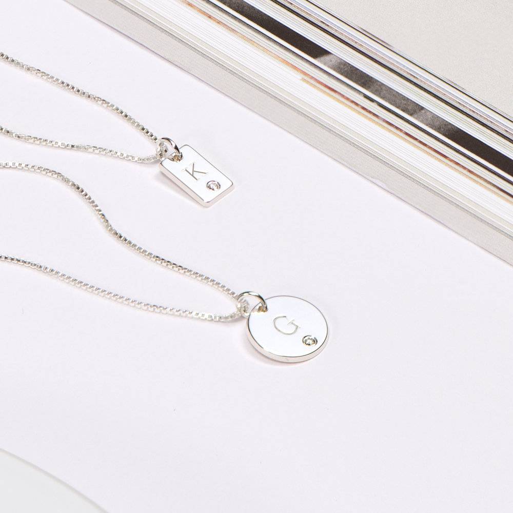 Willow Tag Initial Charm With Diamond - Sterling Silver-1 product photo