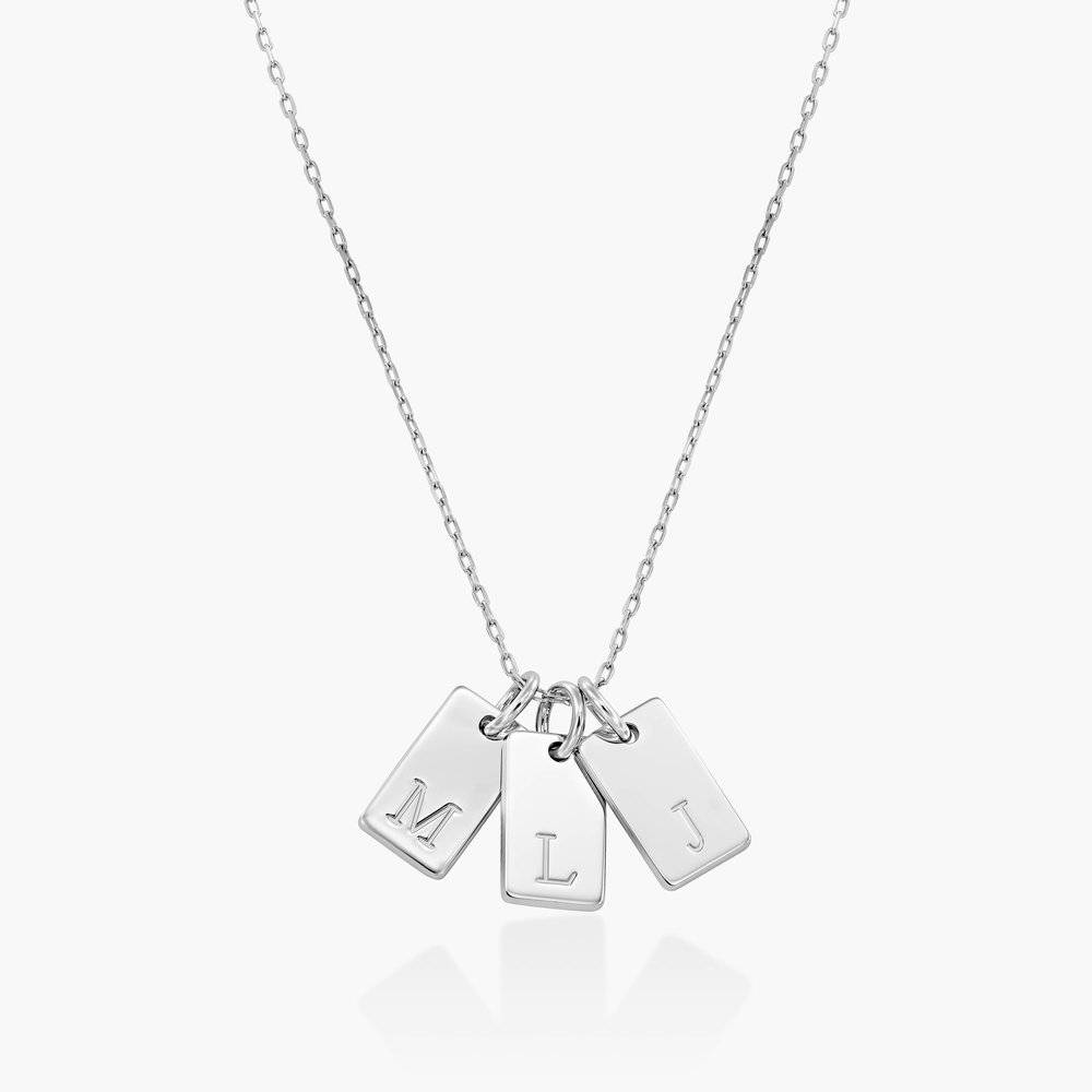 14K Solid White Gold Initial Necklace