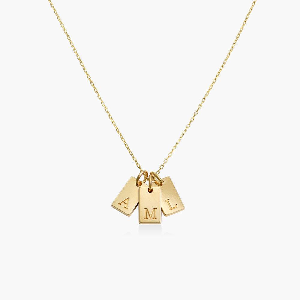 Willow tag Initial Necklace - 14K Solid Gold-2 product photo