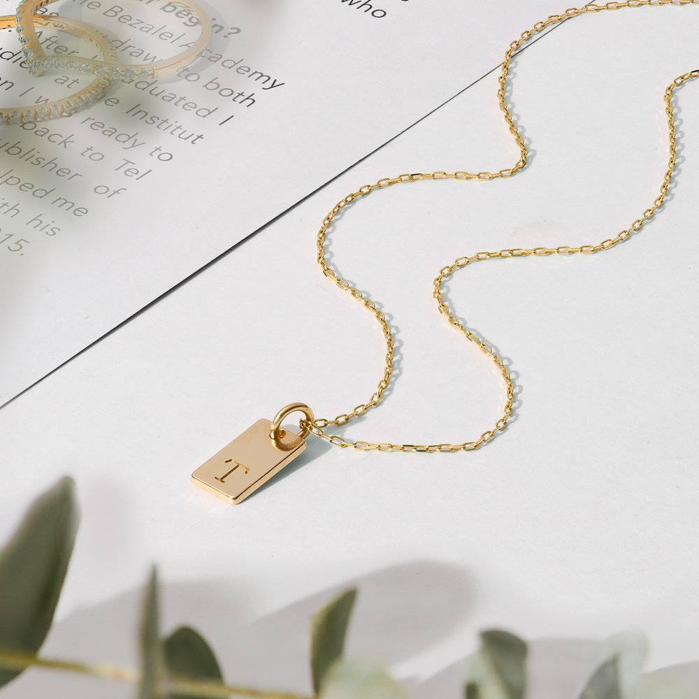 Willow tag Initial Necklace - 14K Solid Gold - Oak & Luna