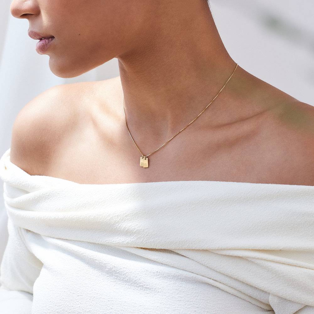 Willow Tag Initial Necklace - Gold Vermeil-4 product photo
