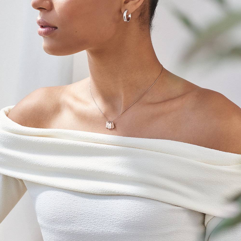 Willow Tag Initial Necklace - Rose Gold Plating-4 photo du produit