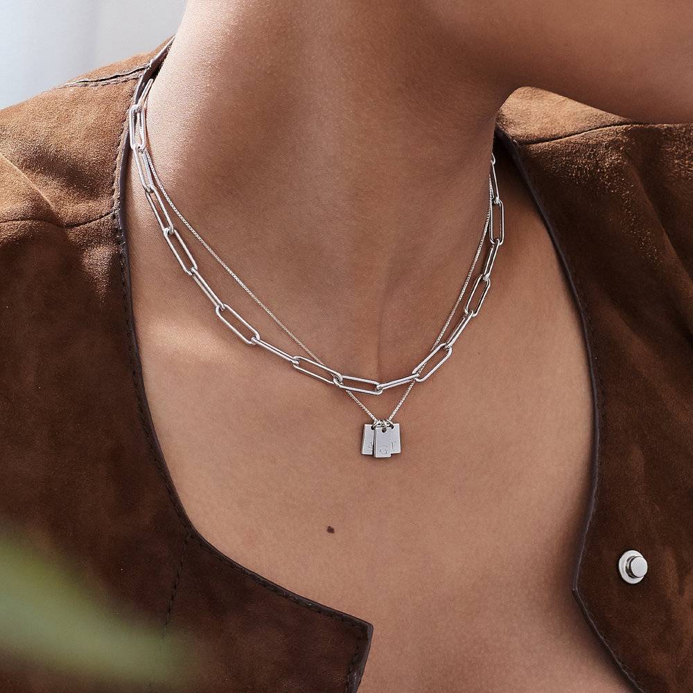 Chunky silver store initial necklace