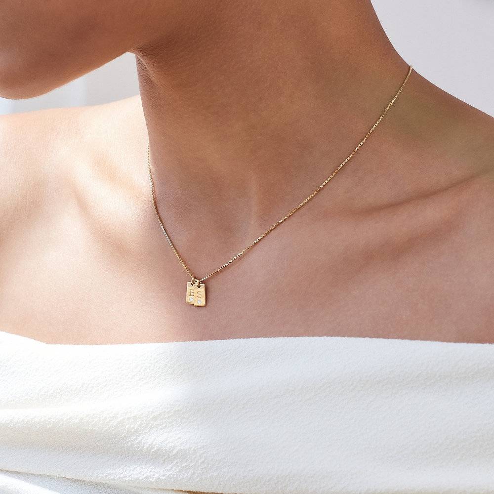 Willow Tag Initial Necklace With Diamond - Gold Plating-1 product photo