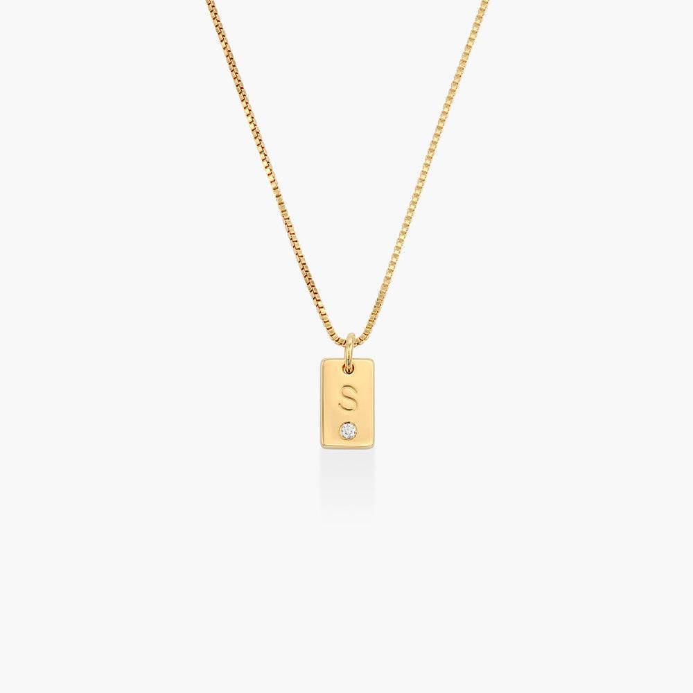 Willow Tag Initial Necklace With Diamond - Gold Vermeil-3 product photo