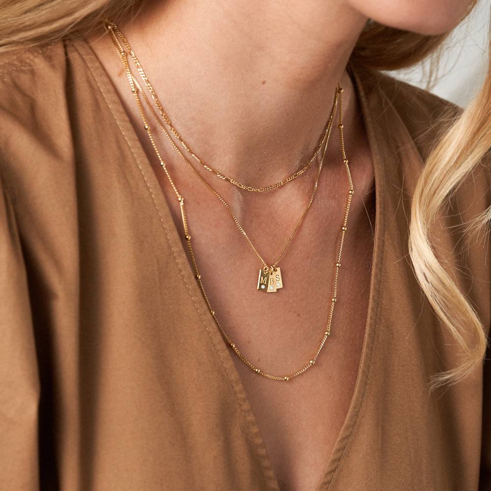 Willow Tag Initial Necklace With Diamond - Gold Vermeil-1 product photo