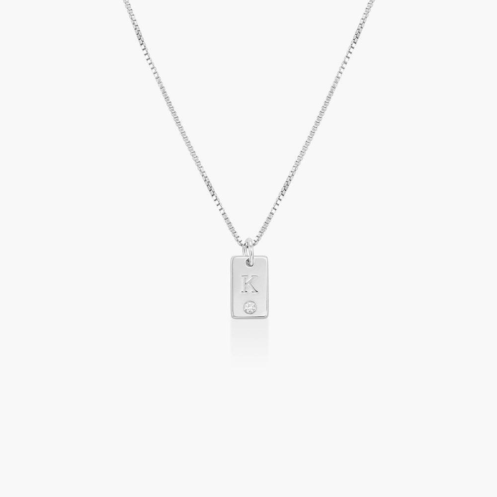 Willow Tag Initial Necklace With Diamond - Sterling Silver-2 product photo
