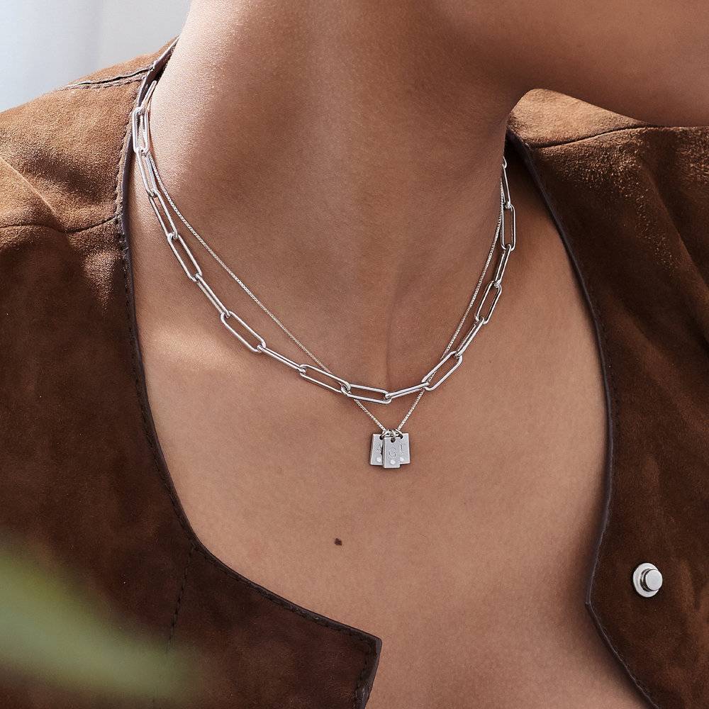Willow Tag Initial Necklace With Diamond - Sterling Silver product photo