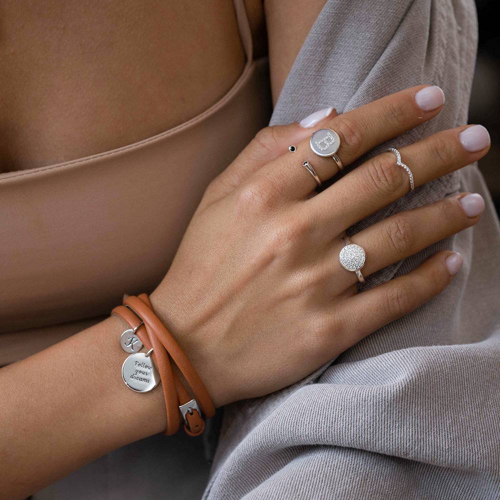 Wrap Around Leather Bracelet - Silver-3 photo du produit