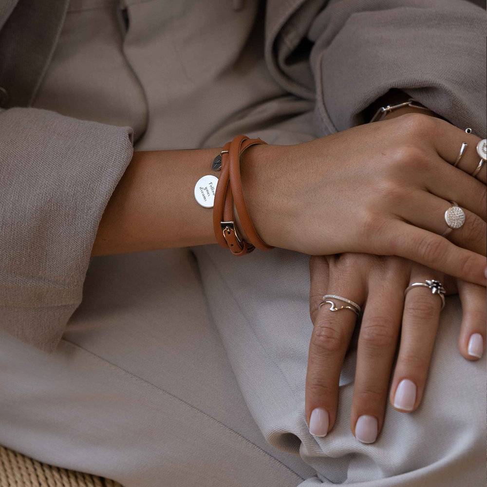 Wrap Around Leather Bracelet - Silver-1 photo du produit