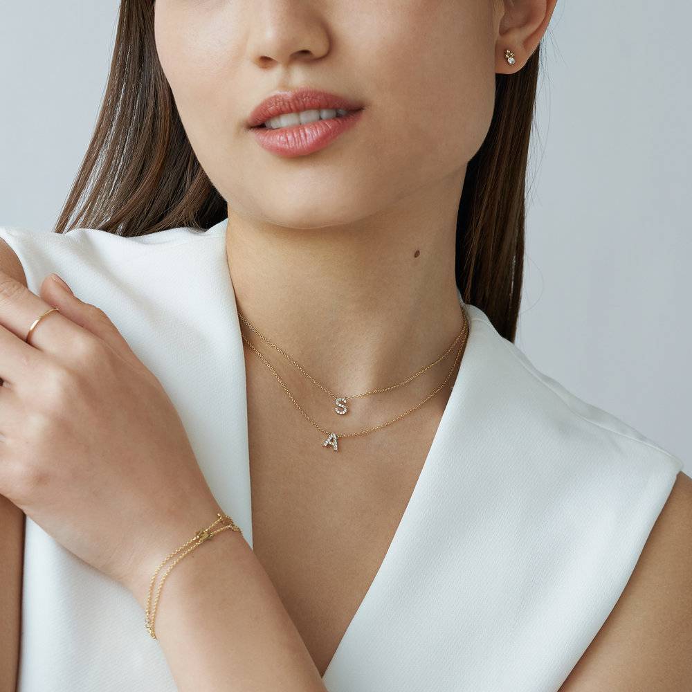 Zoe 14K Gold Initial Necklace with Zirconia-5 product photo