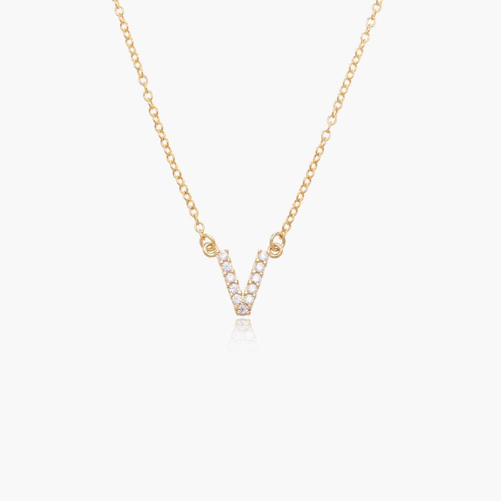 Zoe Initial Necklace with Diamonds- 14K Solid Gold-1 product photo