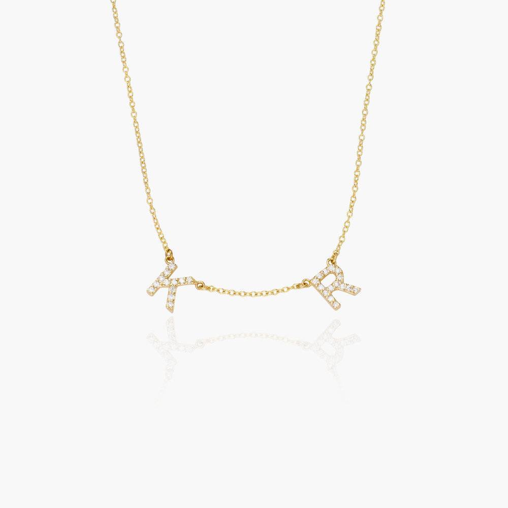 2 Letter Gold and Diamond Initial Necklace