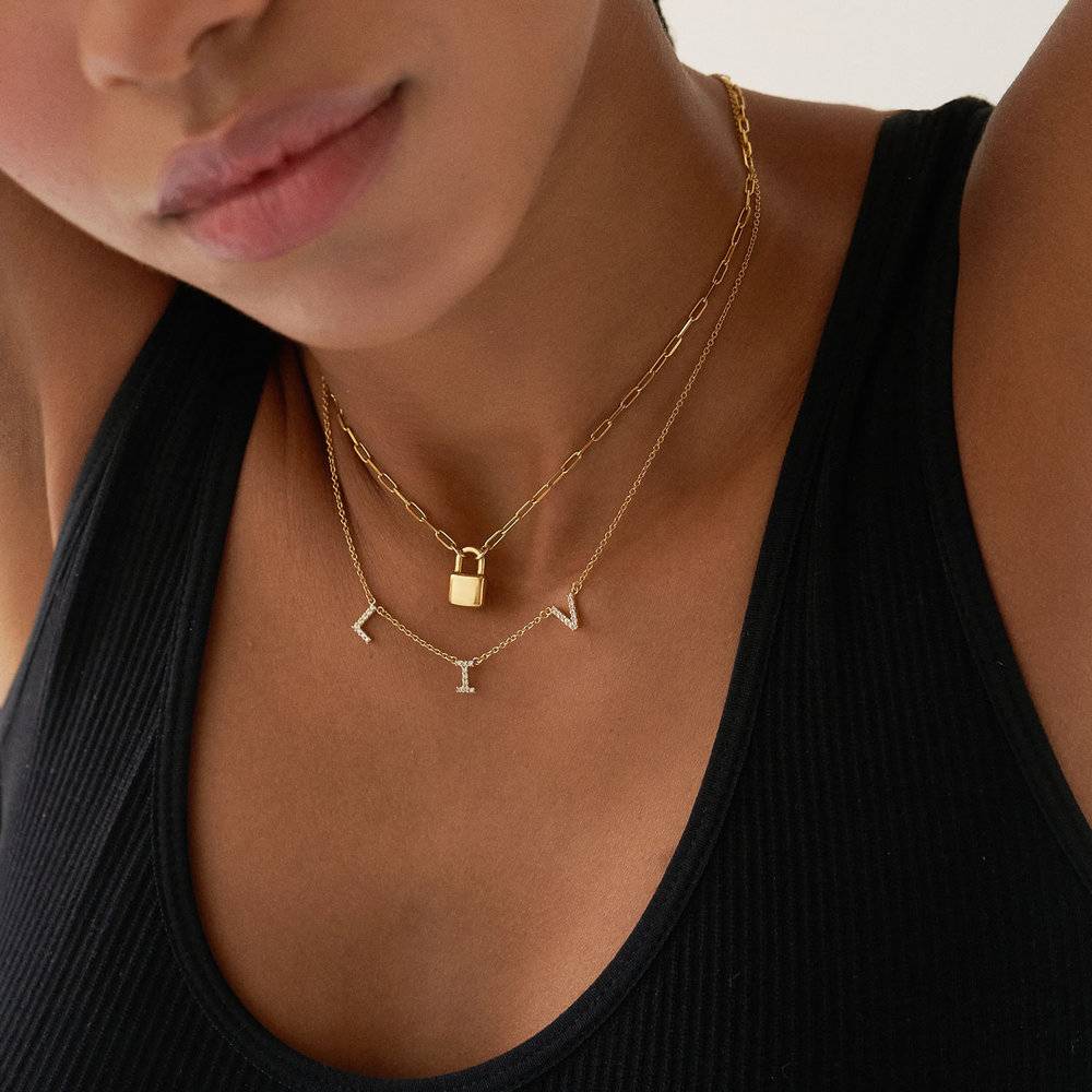 Zoe Initial Necklace with Diamonds - Gold Vermeil-4 product photo