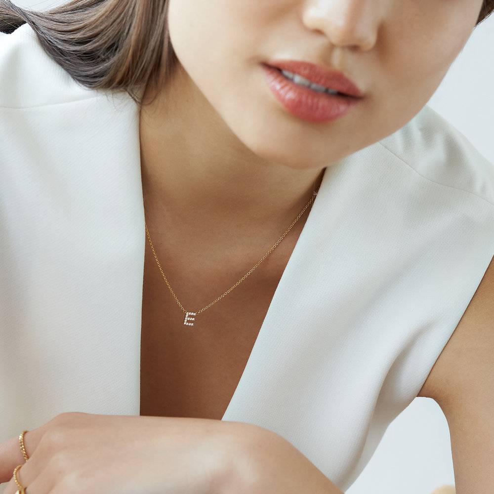 Zoe Initial Necklace with Diamonds - Gold Vermeil-2 product photo