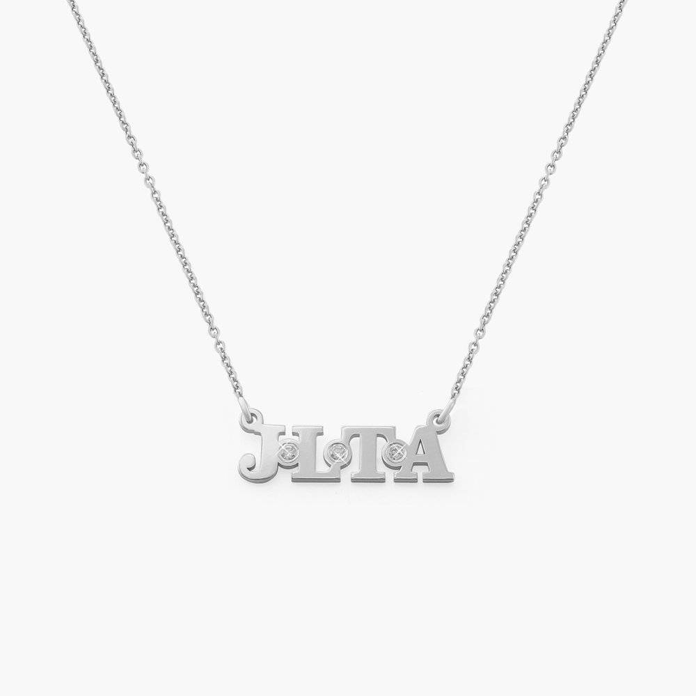 Seeing Double Initials Necklace - Sterling Silver with diamond
