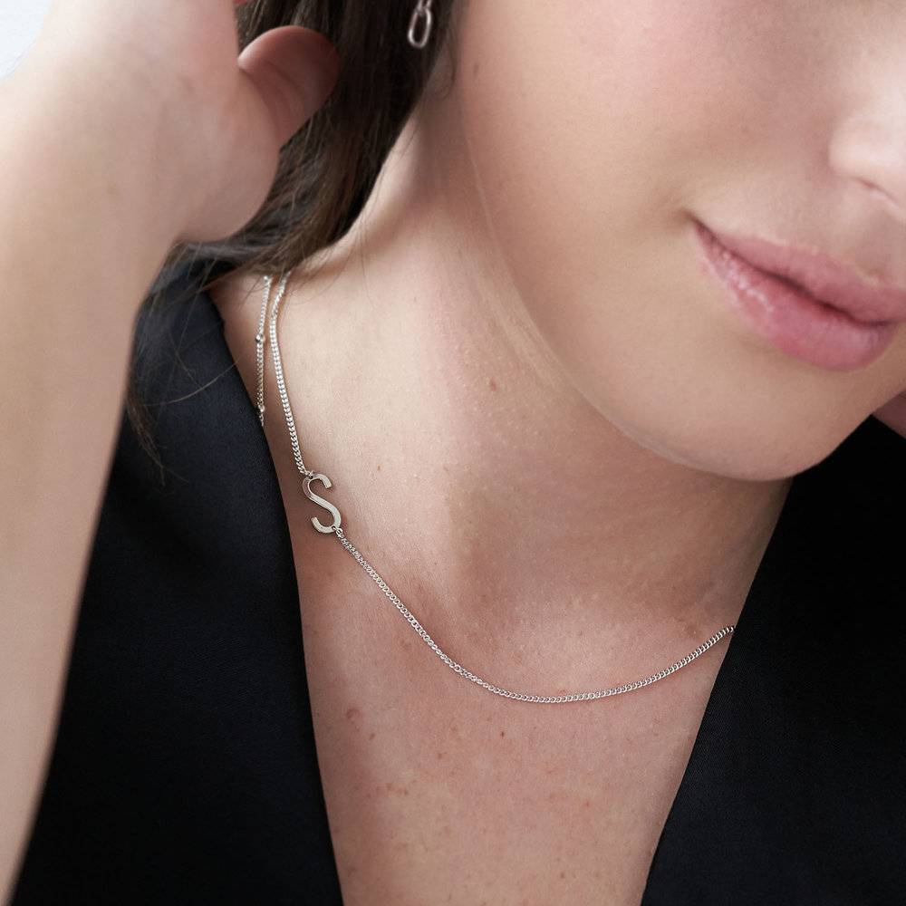 Side Initial Necklace - Silver