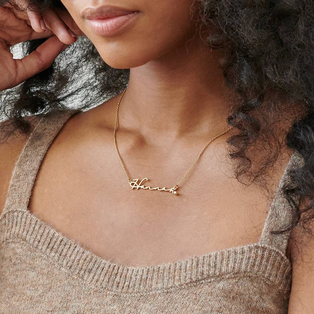 Mon Petit Name Necklace with Diamond - Gold Vermeil