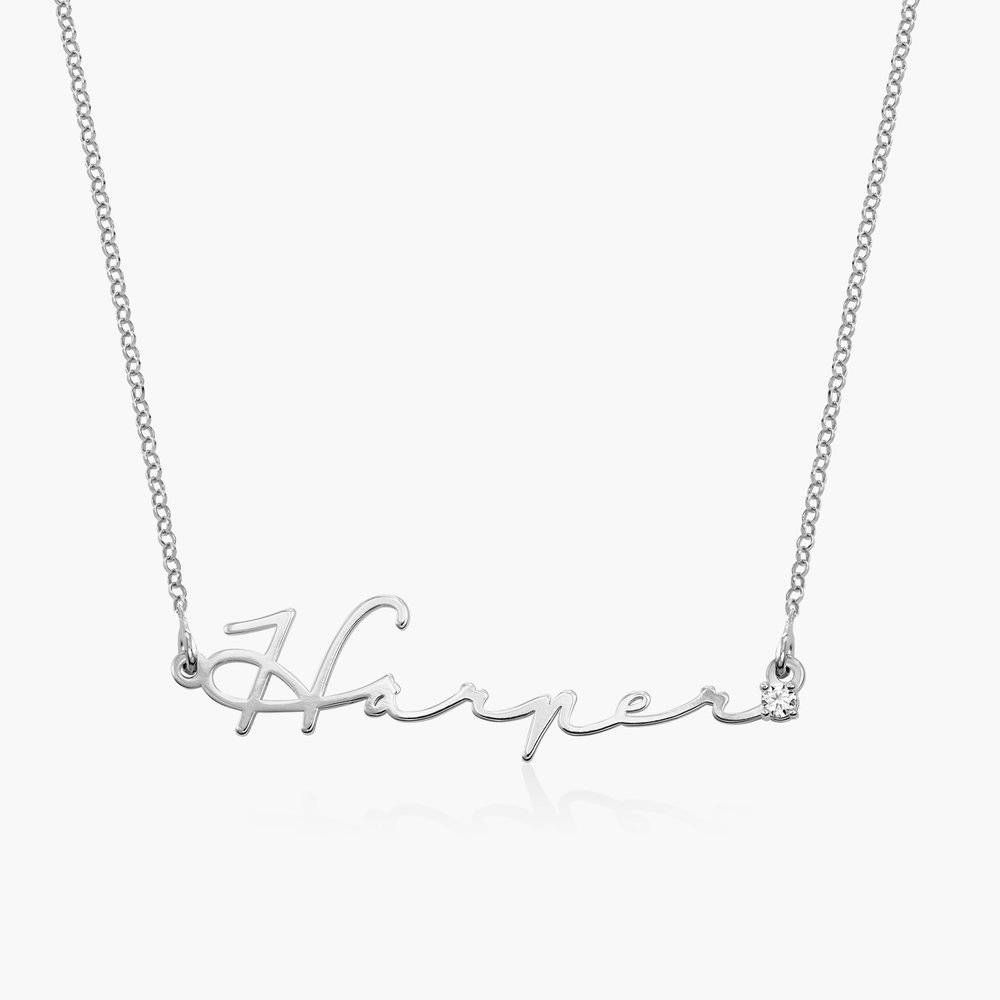 Mon Petit Name Necklace with Diamond - Sterling Silver