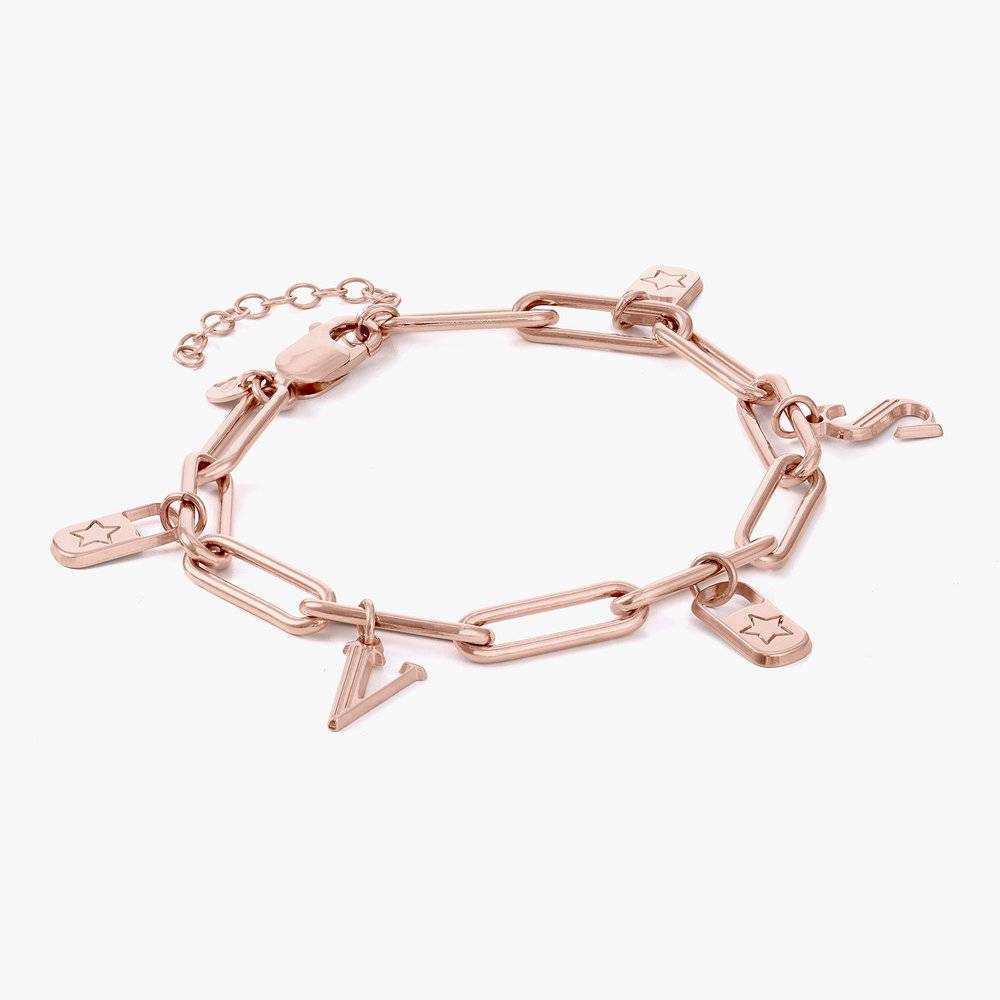 The Charmer Link Initial Bracelet - Rose Gold Plated