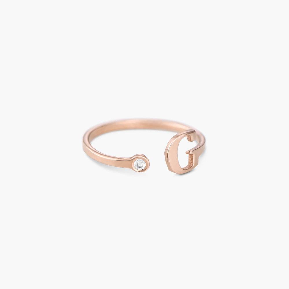 Tiny Initial Ring - Rose Gold Vermeil