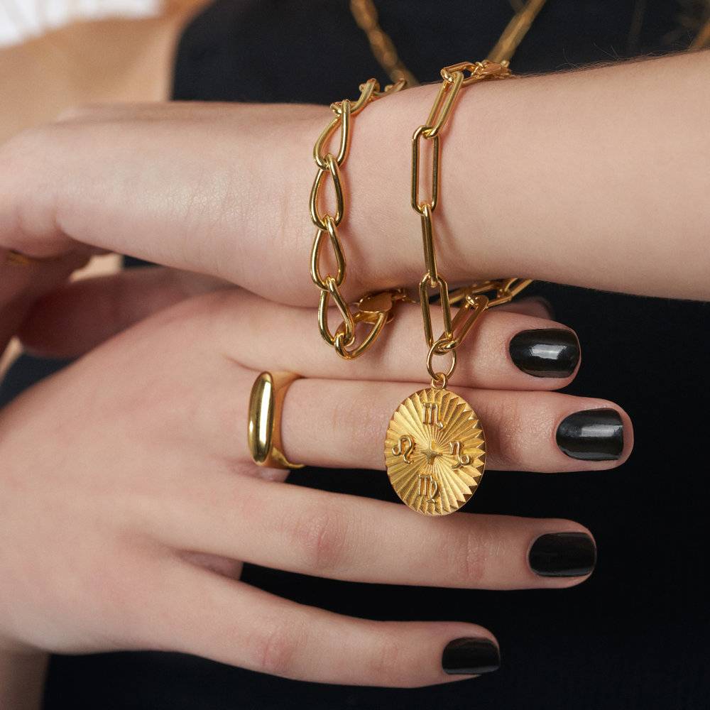 Tyra Initial And Zodiac Medallion Bracelet- Gold Vermeil