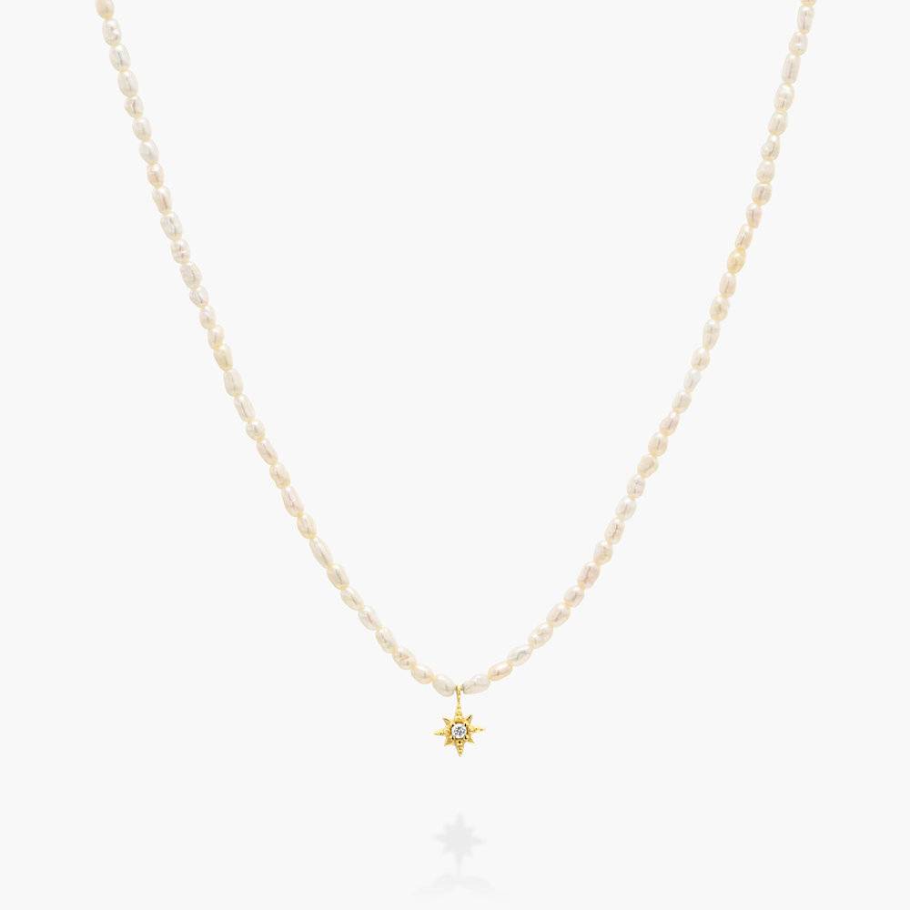 Verona White Pearl Necklace with Cubic Zirconia - Gold Plating-1 product photo