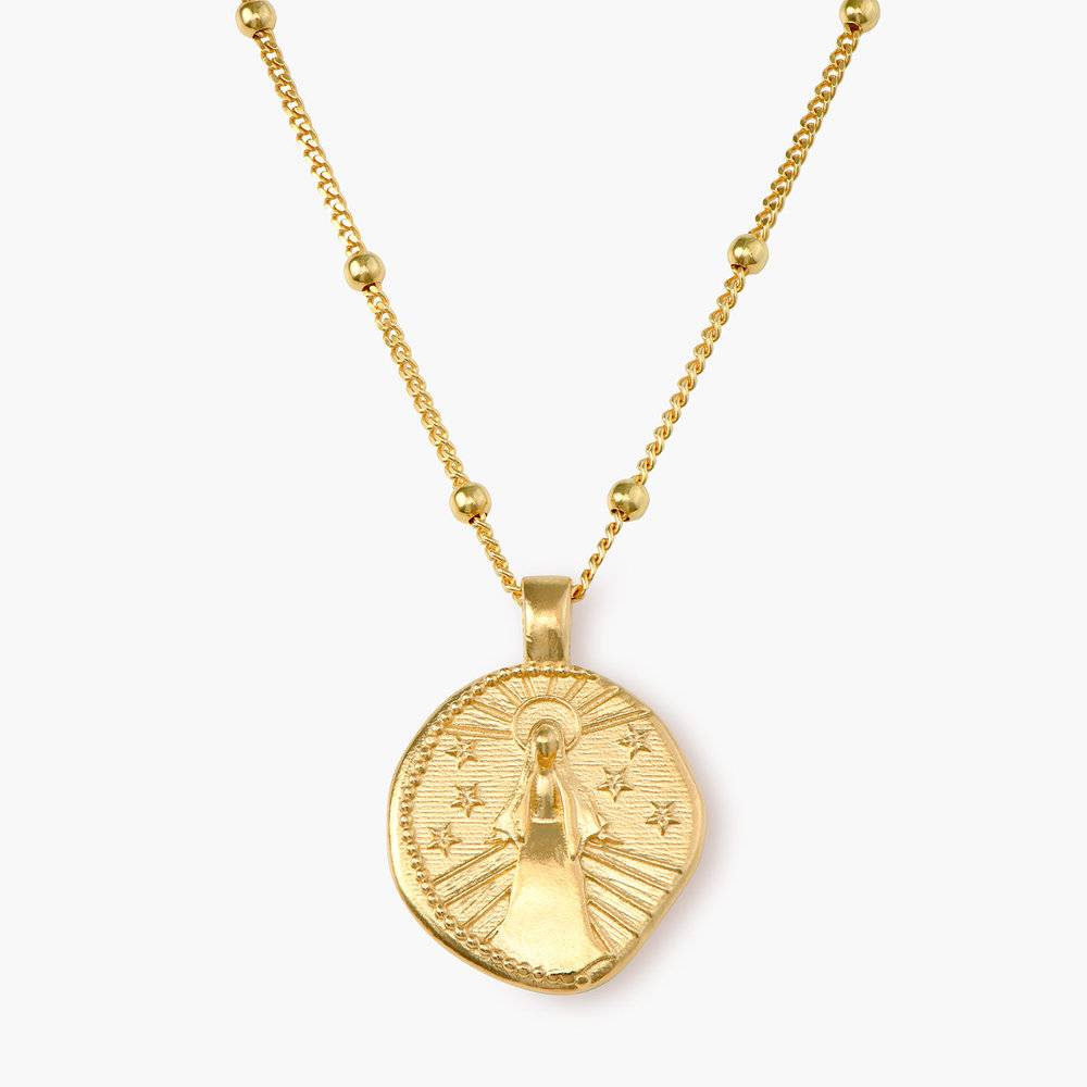 Virgin Mary Vintage Coin Necklace - Gold Vermeil