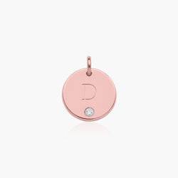Willow Disc Initial Charm - Rose Gold Vermeil with Diamonds