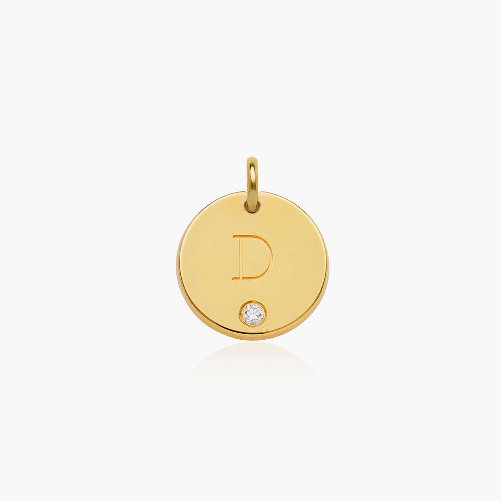 Willow Disc Initial Charm With Diamond - Gold Plated