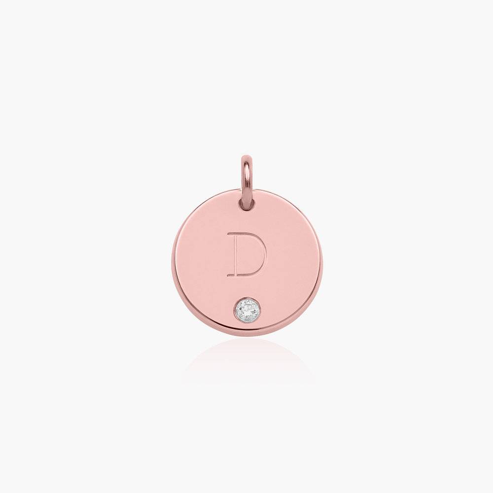 Willow Disc Initial Charm With Diamond - Rose Gold Plated