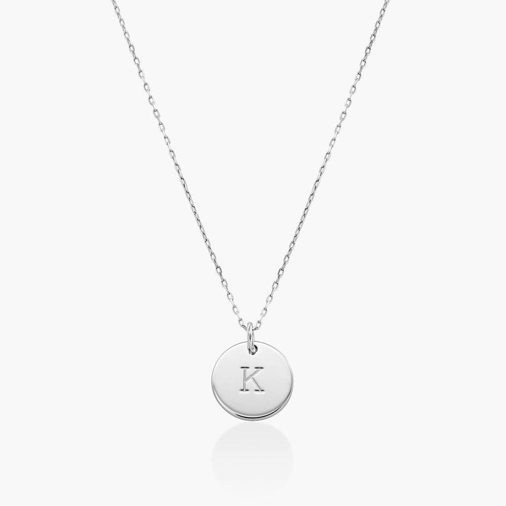 Willow Disc Initial Necklace - 10k White Solid Gold