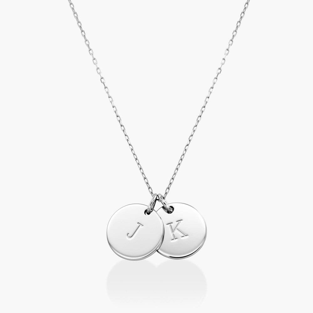 Collier Willow Disque Initiale en Or Blanc 10 carats