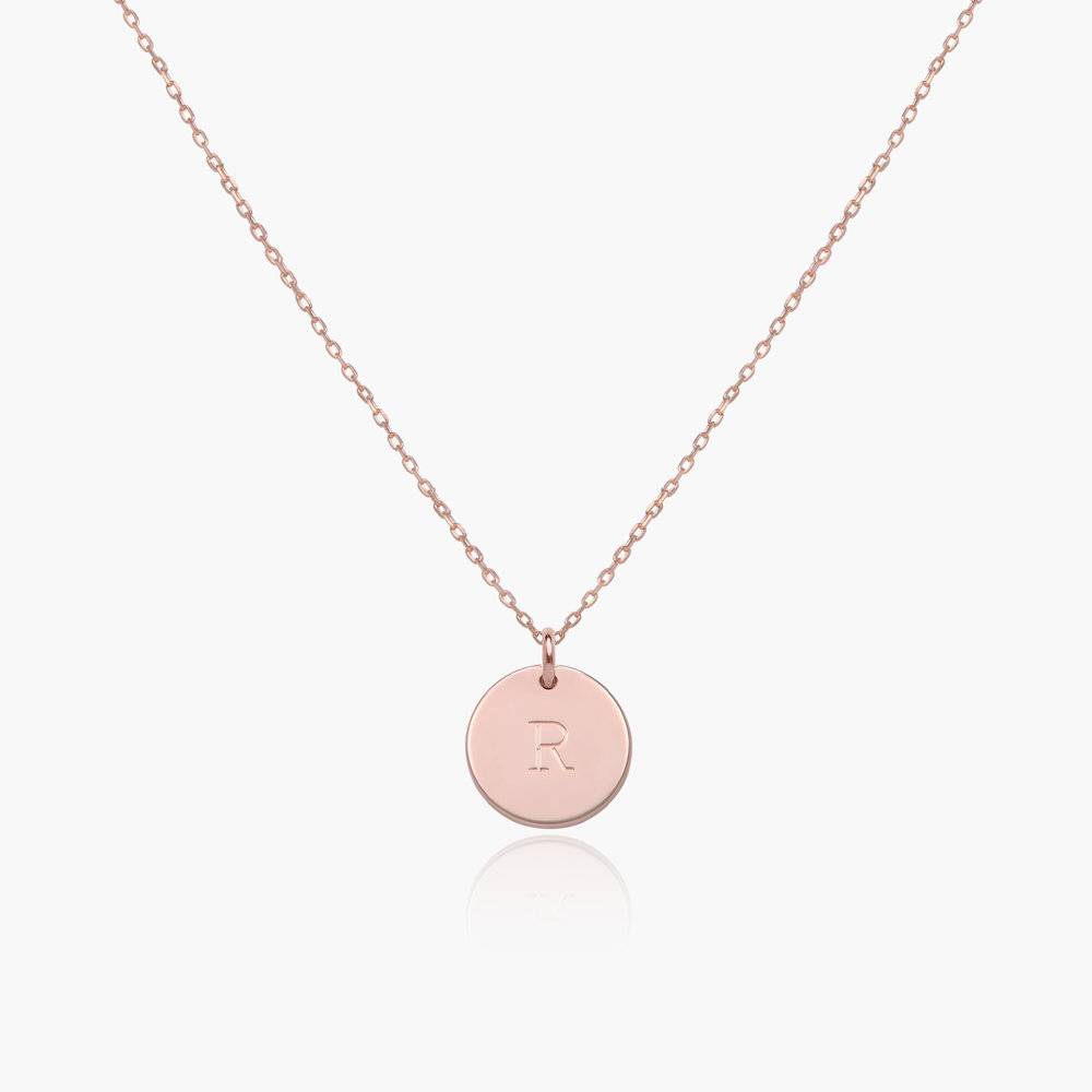 Willow Disc Initial Necklace –  14k Solid Rose Gold