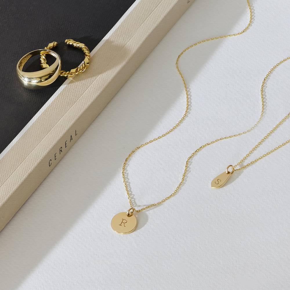 Willow Disc Initial Necklace - 14K Solid Gold