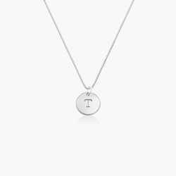 Willow Disc Initial Necklace - Sterling Silver