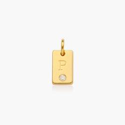 Willow Tag Initial Charm With Diamond - Gold Plated