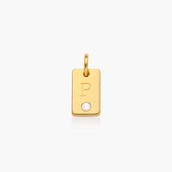 Willow Tag Initial Charm With Diamond - Gold Vermeil