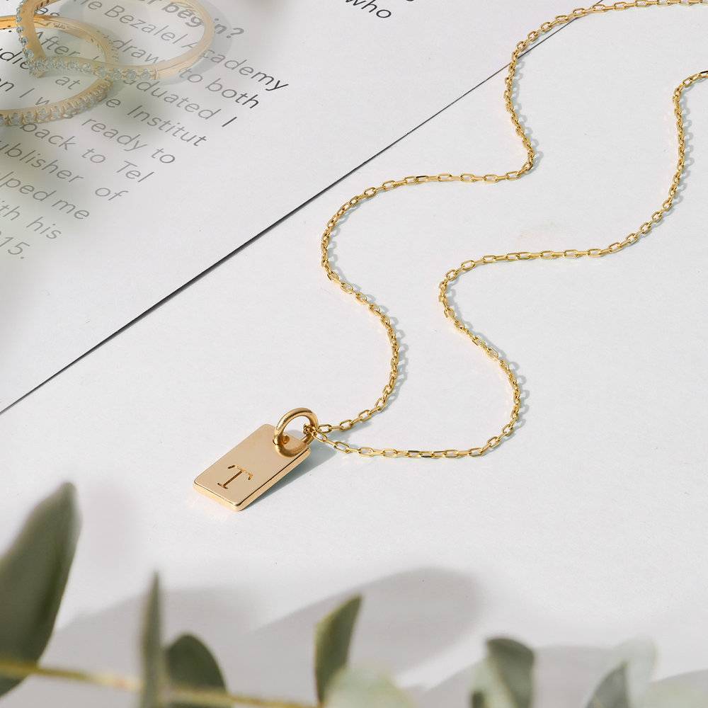 Willow tag Initial Necklace - 14K Solid Gold