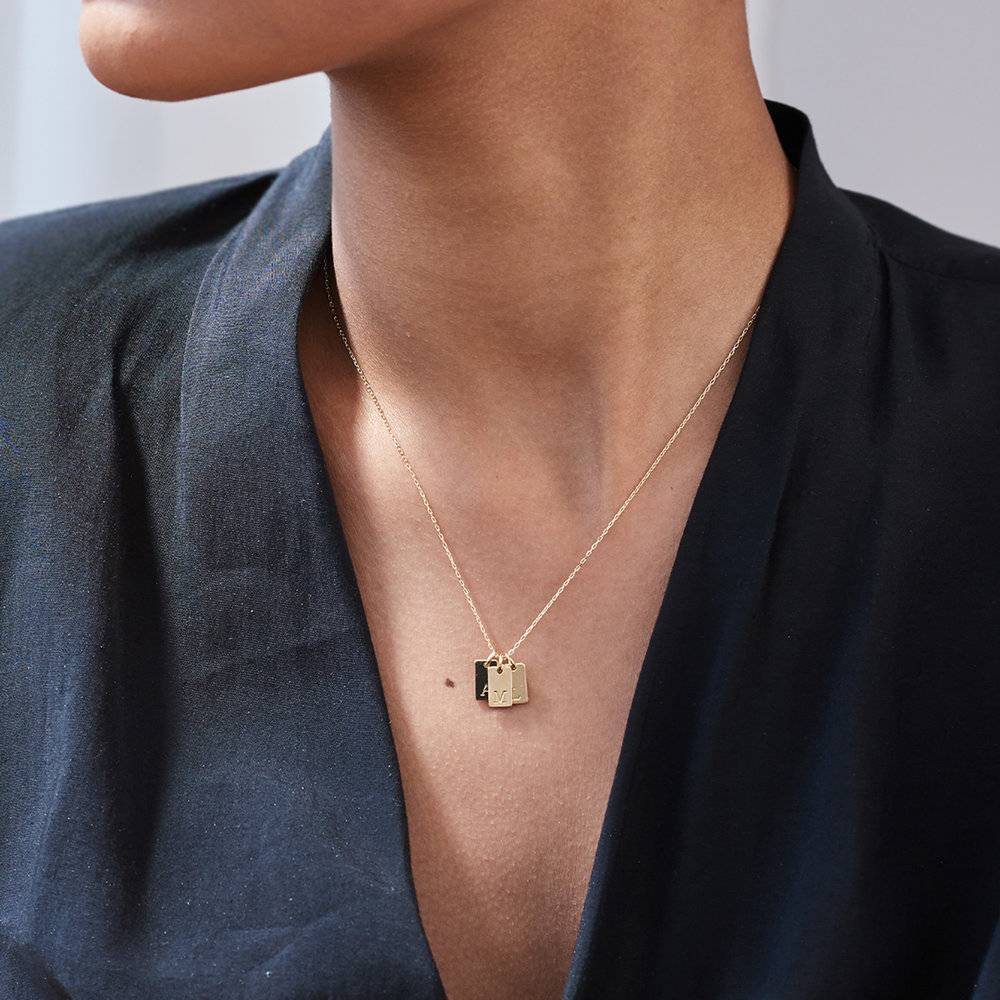 Willow tag Initial Necklace - 14K Solid Gold