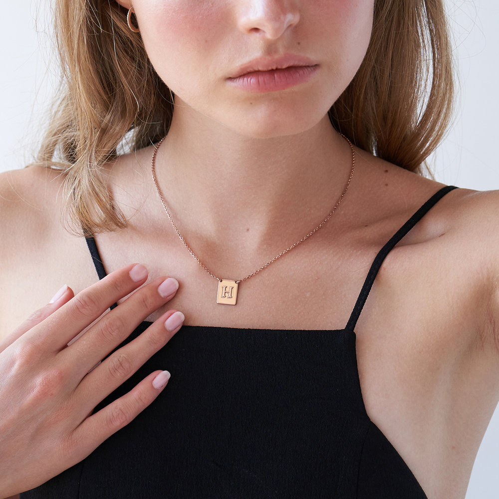 Pop Up Initial Necklace - Rose Gold Plated - 1 product photo